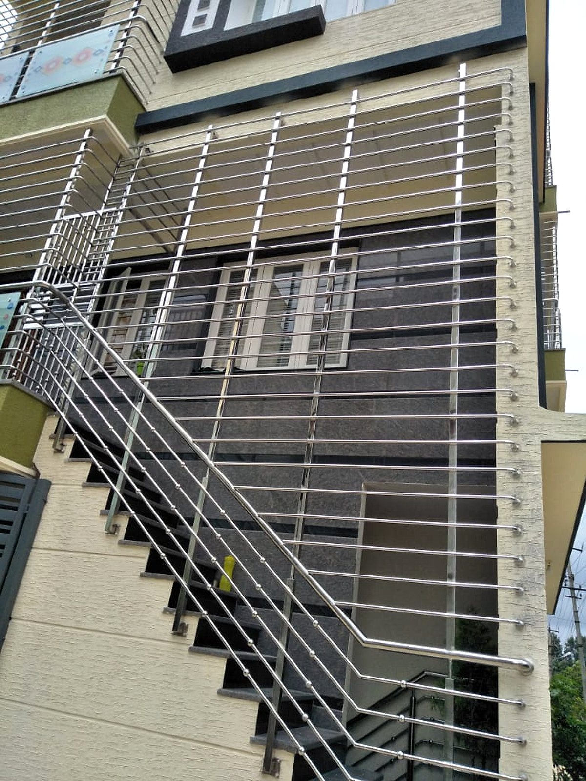 Steel grille, stair side