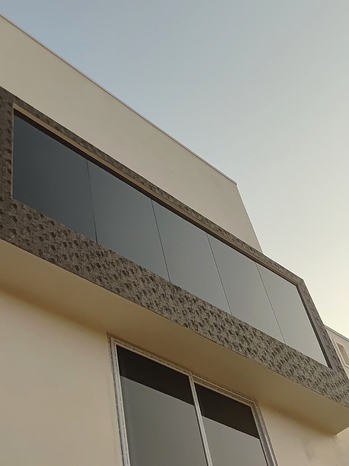 Glass panels, patterned frame