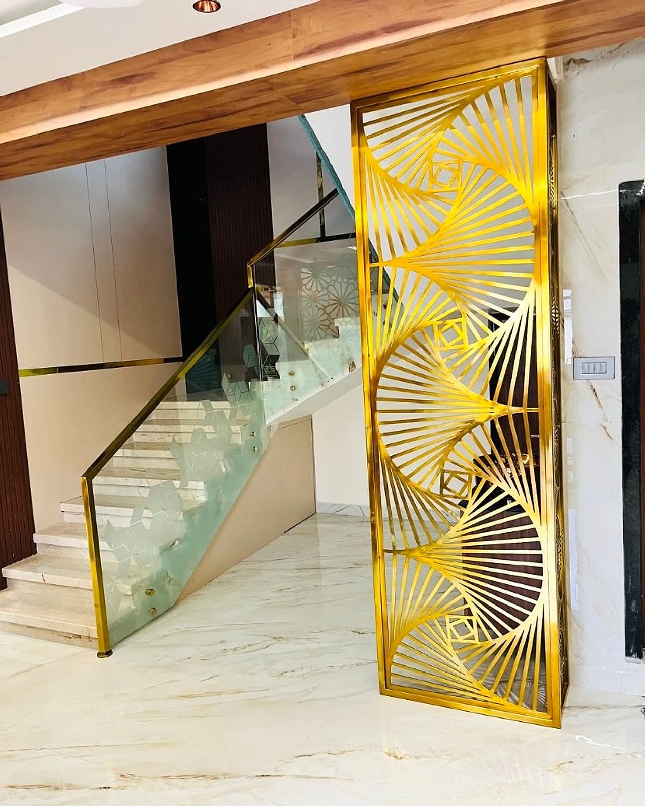 Gold laser-cut panel