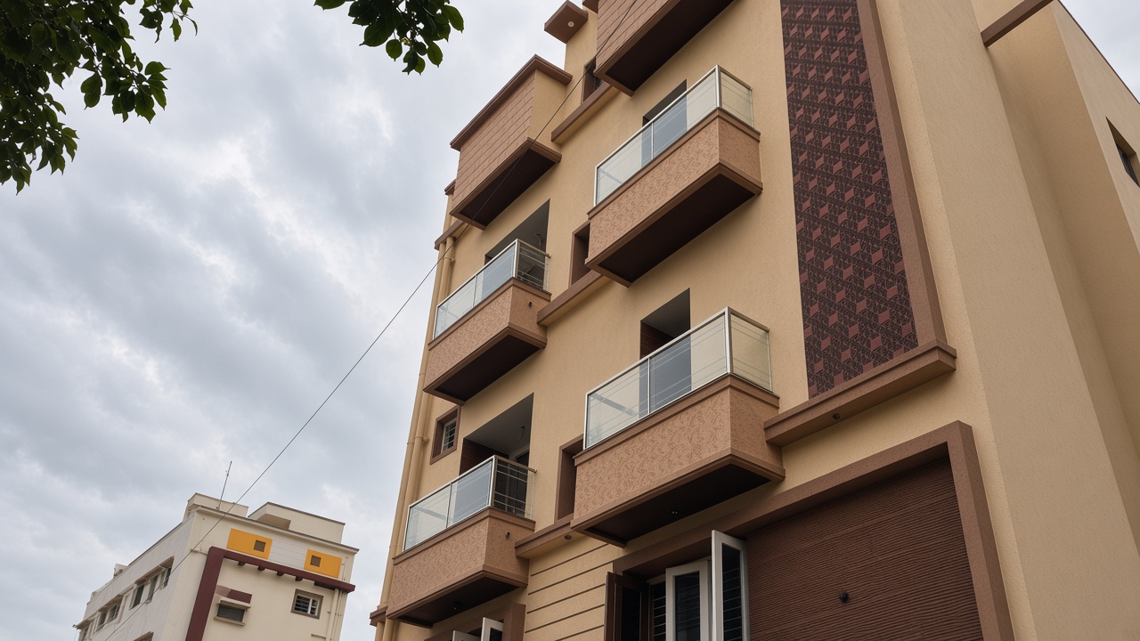 Apartment balconies with 10 mm glass and square pipe railings