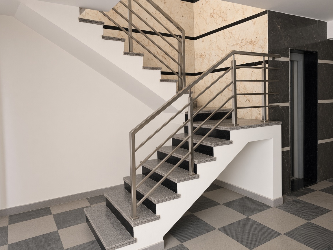 Square pipe railing with four lines