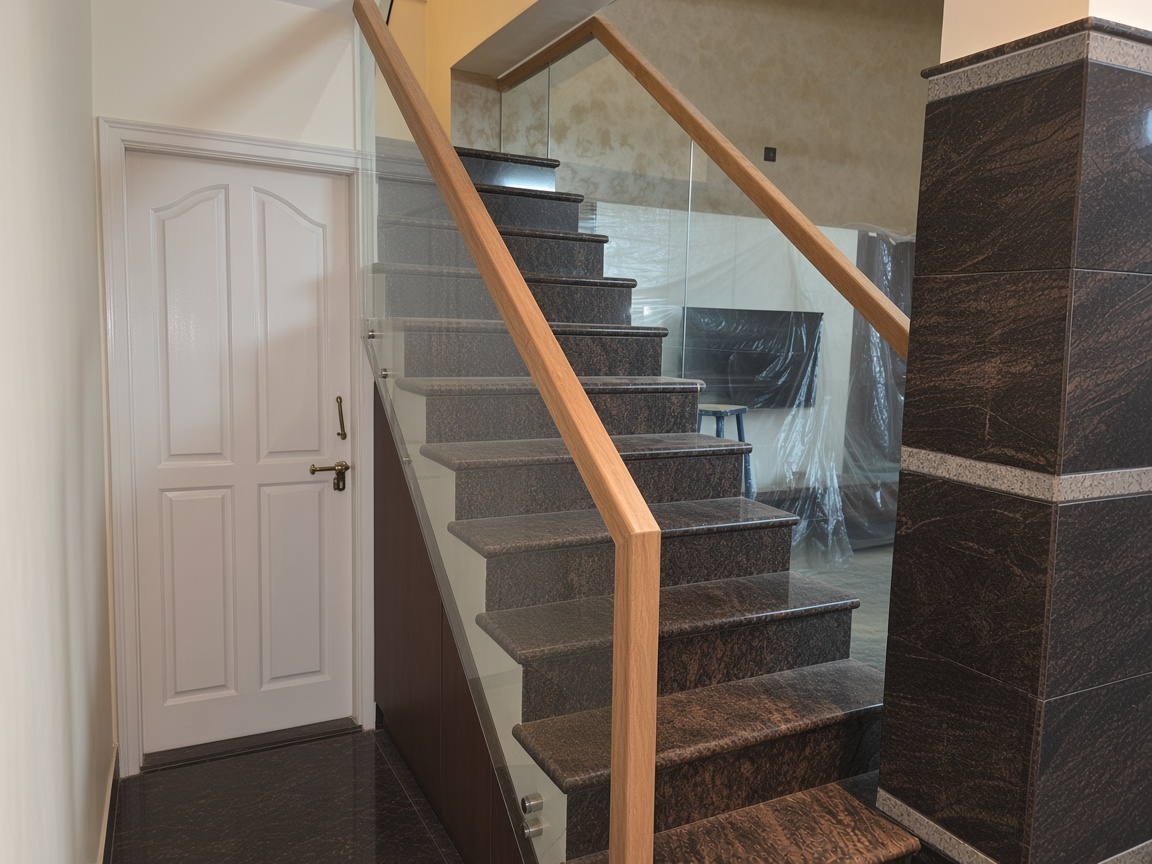 Side fitting with a 2 by 2 wood top on 10 mm glass