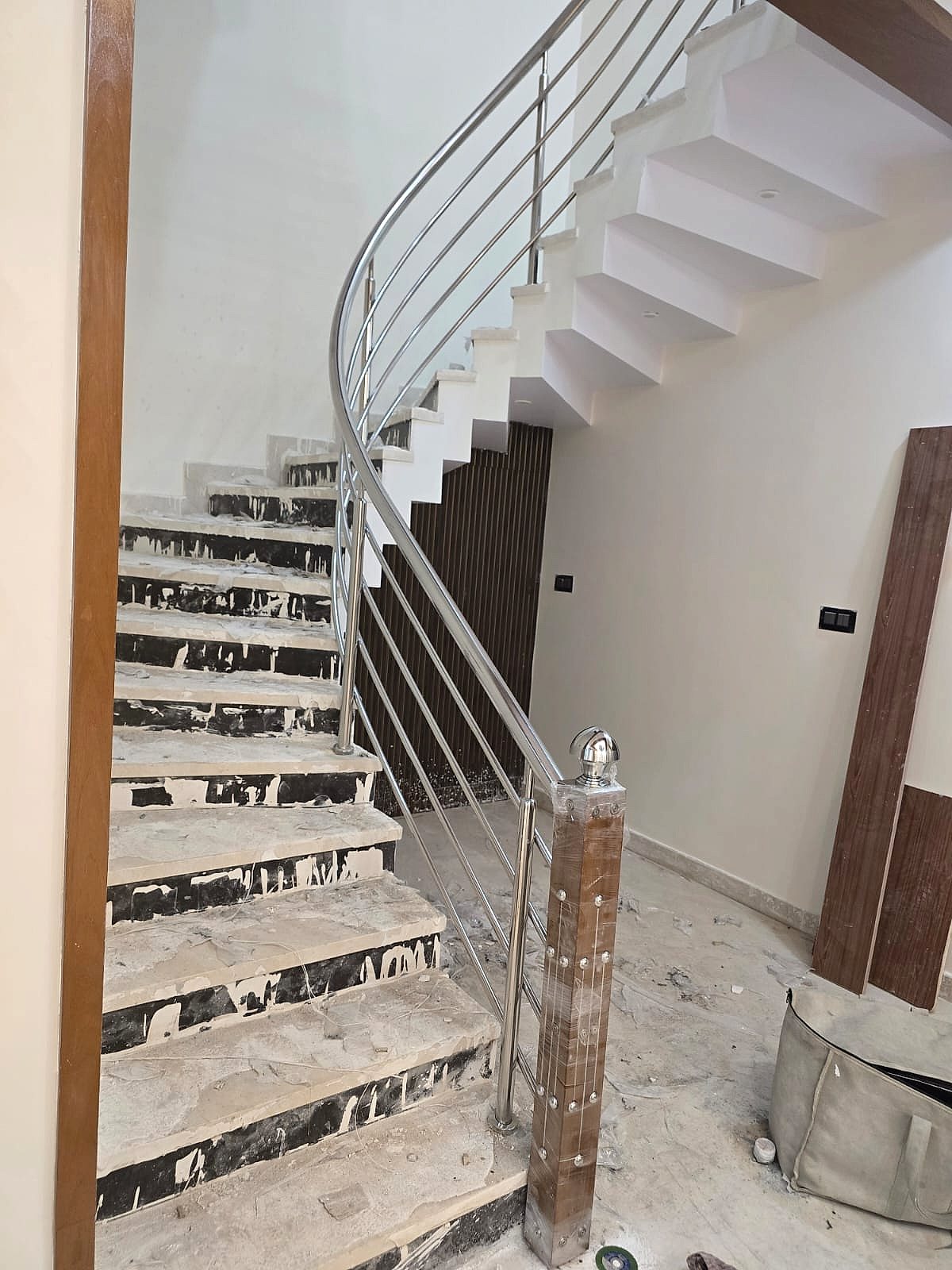 Curved stainless stair